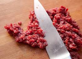 grind meat using a knife